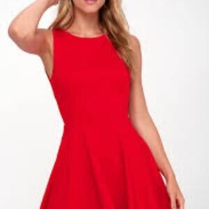 LULUS RED OPEN BACK SKATER DRESS SIZE SMALL